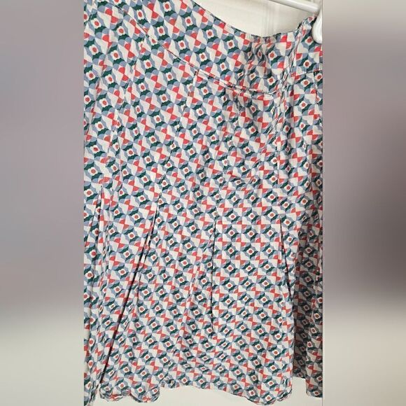 Anthropologie Maeve Pleated Mini Skirt Blue Geometric Floral Plus Size 4 - Picture 10 of 11